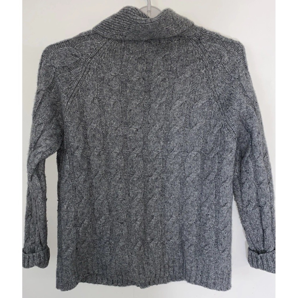 Turnbury Merino Wool Cable Knit Sweater Gray Cardigan Mens L Wood Buttons Grampa - Picture 6 of 12
